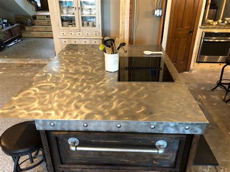 hammered metal countertop fabrication|handmade metal countertops.